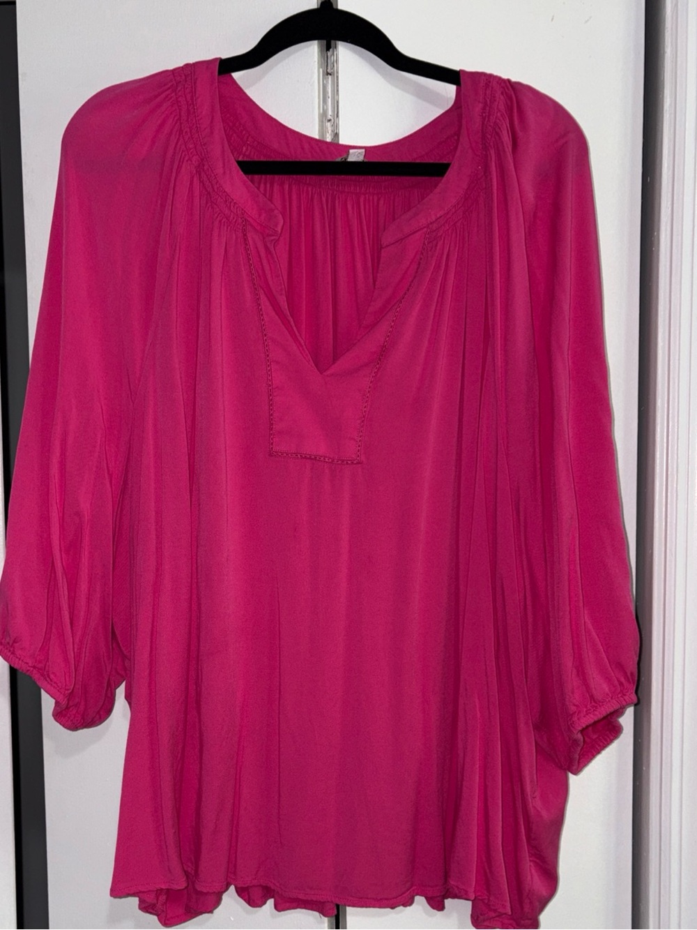Crown & Ivy 4X Women’s Blouse 3/4 Sleeve Pink Raspberry